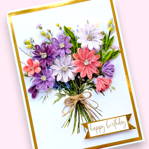 Purple Quilled Bouquet Greeting card