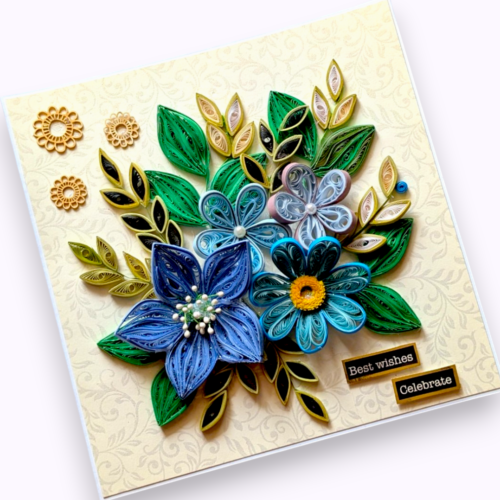 Quilled designed Flowers greeting card