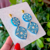 Quilled Paper Diamond Earring - Blues