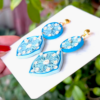 Quilled Paper Diamond Earring - Blues