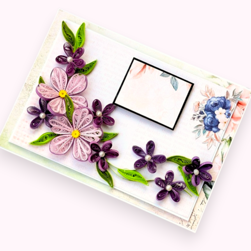 Multicolored Quilled flowers greeting cad