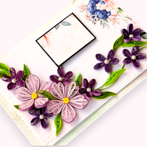 Multicolored Quilled flowers greeting cad