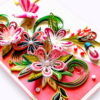 Pink Quilled Flowers Greeting Card