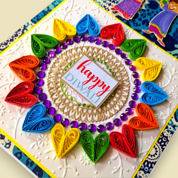 Sparkling Handmade Quilled Diwali Greeting Card D12 image Sparkling Handmade Quilled Diwali Greeting Card D12 image