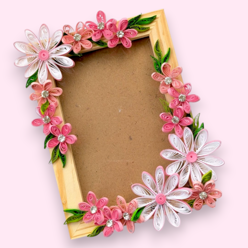 Quilled Pink Flowers Photo frame