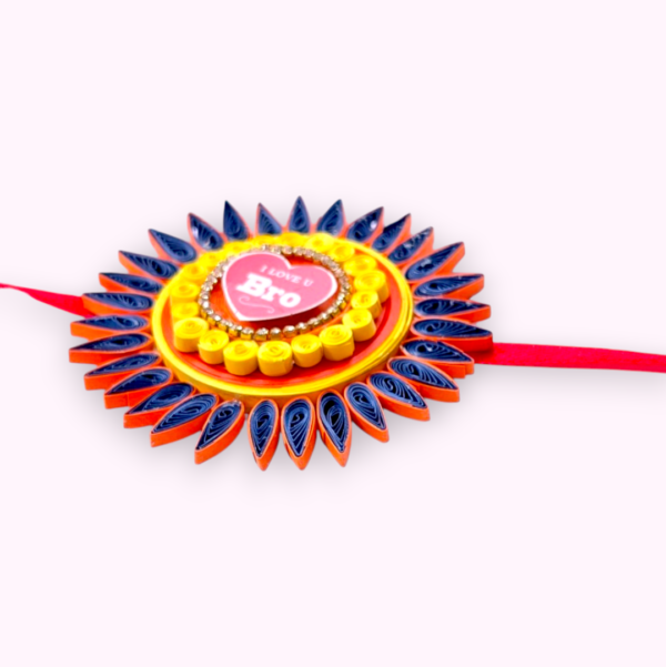 Quilled Rakhi - Yellow orange - Big size