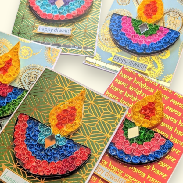 Quilled Diwali mini cards - Pack of 5 assorted