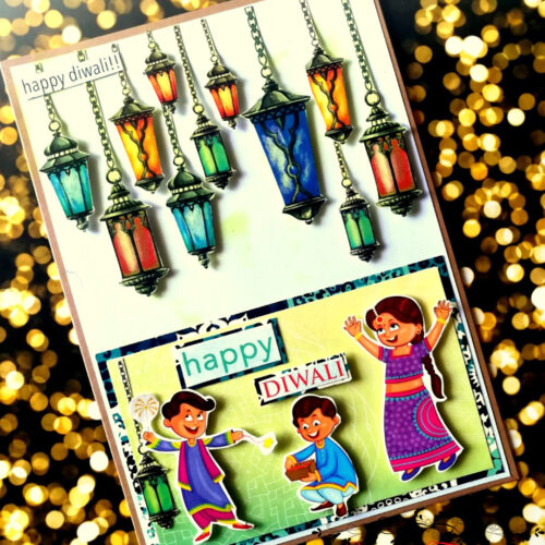 Sparkling Handmade Diwali Greeting Card D4 image