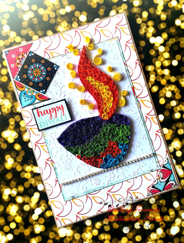 Sparkling Handmade Quilled Diwali Greeting Card D6 image Sparkling Handmade Quilled Diwali Greeting Card D6 image