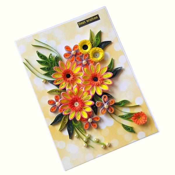 white-Photoroom Beautiful Yellow And Pink Flowers Greeting Card
